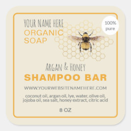 Honung Soap Shampoo Pub Gult Antique White Fyrkantigt Klistermärke