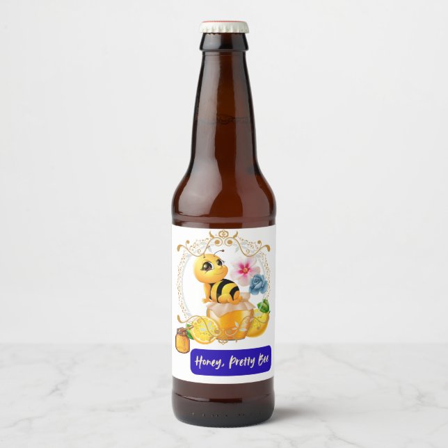 Honung, Söt Bee Ölflaska Etikett (Framsida)
