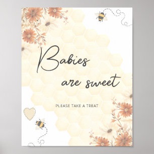 Honung Spädbarn är sötad ta en Behandla babyskor Poster