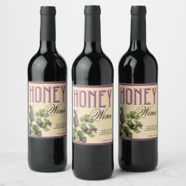 Honung Vin Mead Bees och Klöver 2 Vinflaska Etikett