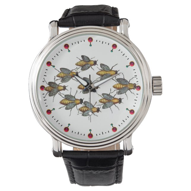 HONUNGA BIN/NÖTKÖPER VITT BEEKEEPPING ARMBANDSUR (Framsida)