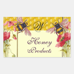HONUNGA BIN OCH RÖDA POPIER BEEKEEPER MONOGRAM REKTANGULÄRT KLISTERMÄRKE