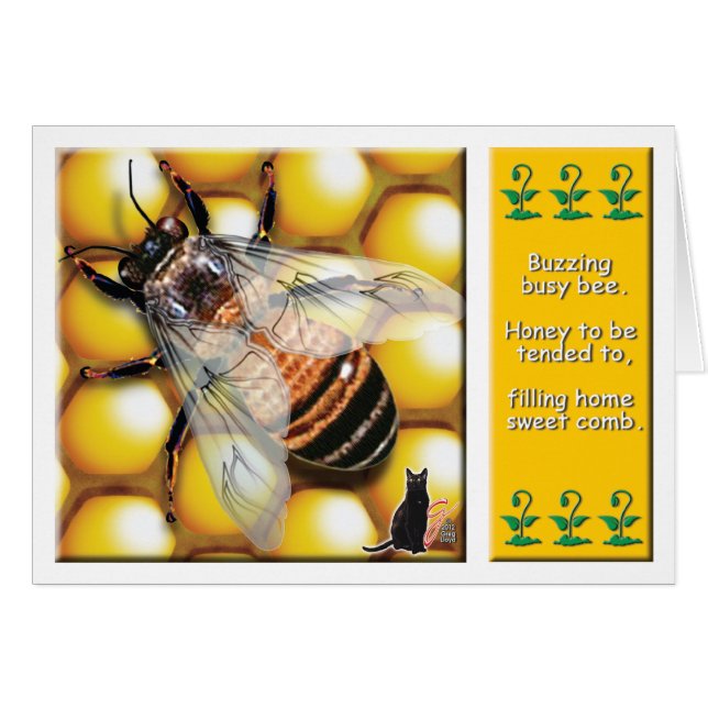 Honungbi Hälsningskort (Framsidan Horizontal)