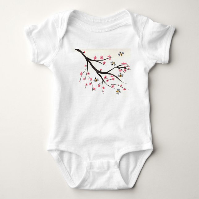 Honungbi och körsbärsröd blommarbabyTutu Tee (Framsida)
