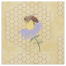 Honungbi på ett tyg för blommahonungskakabakgrund