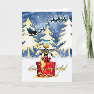 Honungbijulkort - honungbi och och Santa Helgkort