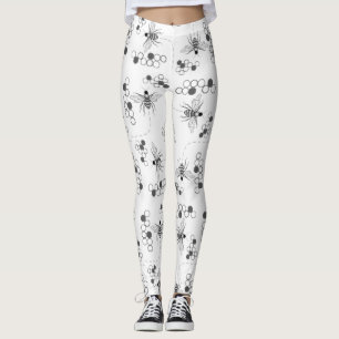 Honungbin och svartvit damasker för klöver leggings