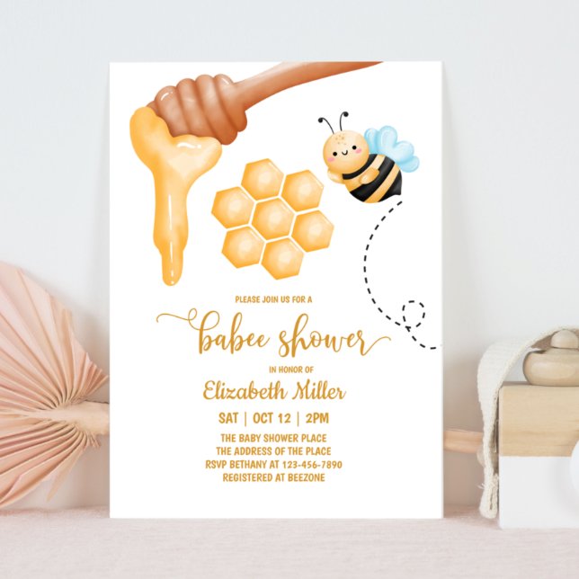 HonungComb- och Bee Baby Shower-inbjudan Inbjudningar (Skapare uppladdad)