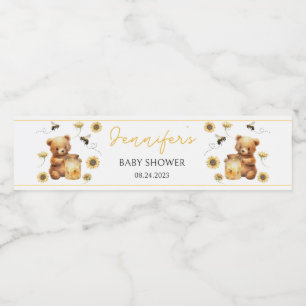 Honungs humla gul könsneutral baby shower vattenflaskor etikett