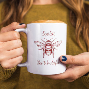 Honungsbee Burgundy White Personalize Coffee Mugg