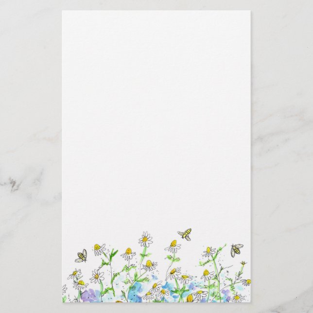 HonungsBee Chamomile Blomsterträdgård Art Brevpapper (Framsida)