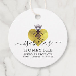 Honungsbee Heart Skincare Faux Guld Foil Gåvor Etiketter