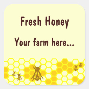 Honungsbee Honeycomb Anpassningsbar Burk etikett S