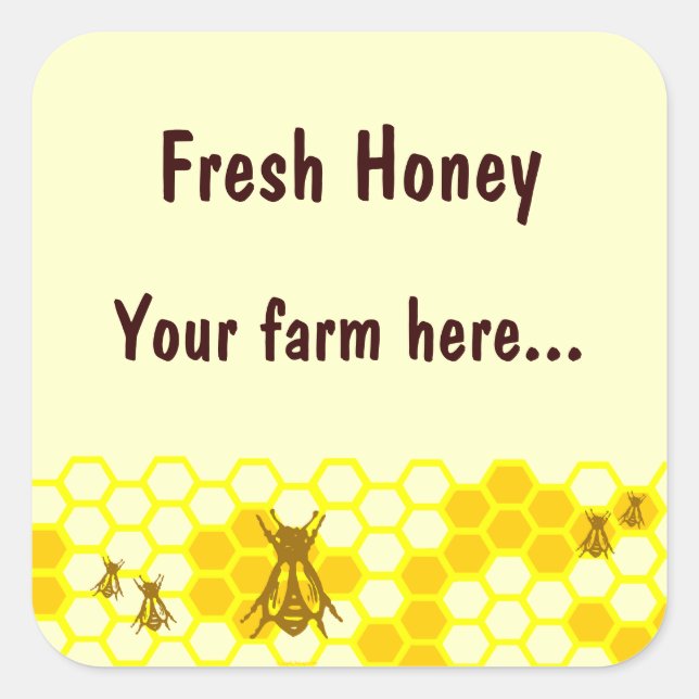 Honungsbee Honeycomb Anpassningsbar Burk etikett S (Framsida)