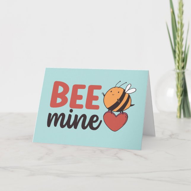 Honungsbee Mine Cute Pun Funny Valentine Day Helgkort (Framsida)