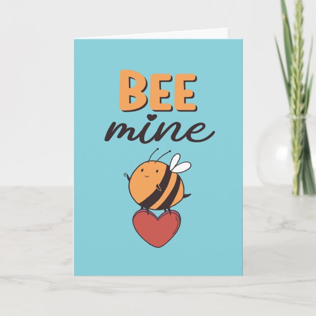 Honungsbee Mine Funny Kärlek Pun Valentindagen Helgkort (Framsida)