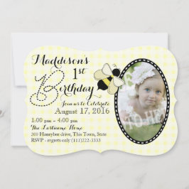 HonungsBee och Gingham Birthday Inbjudningar