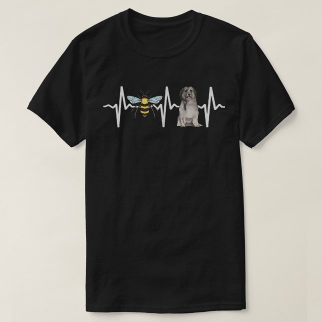 Honungsbee Pyrenean Shepherd Heartslag Hund älskar T Shirt (Design framsida)