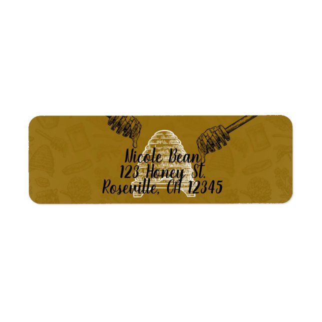 Honungsbi Bikupa Födelsedagsfest Bröllop Ekologisk Returadress Etikett (Framsidan)