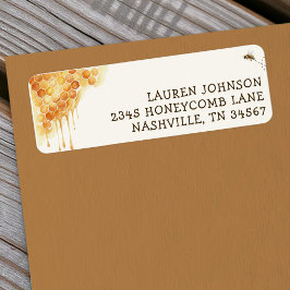 Honungsbi Bina Bikupa Akvarell Humla Returadress Etikett