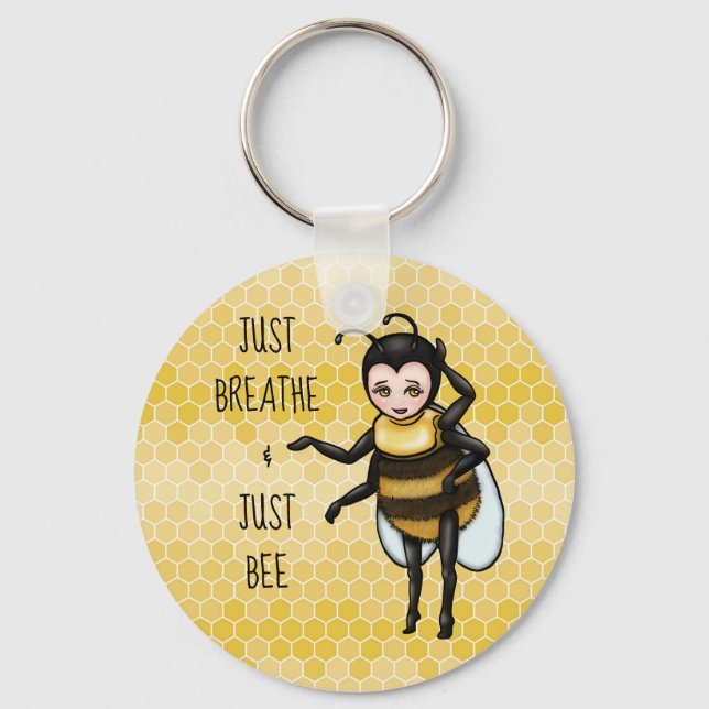 Honungsbi Breathe & Just Bee Keychain Nyckelring (Framsida)