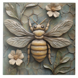 Honungsbi Faux Relief Ceramic- Nature-Inspired Kakelplatta