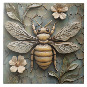 Honungsbi Faux Relief Ceramic- Nature-Inspired Kakelplatta
