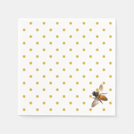 Honungsbi | guld och vit polka-dot mönster pappersservett