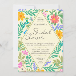 Honungsbi, Ladybug, Butterfly, Dragonfly & Flowers Inbjudningar