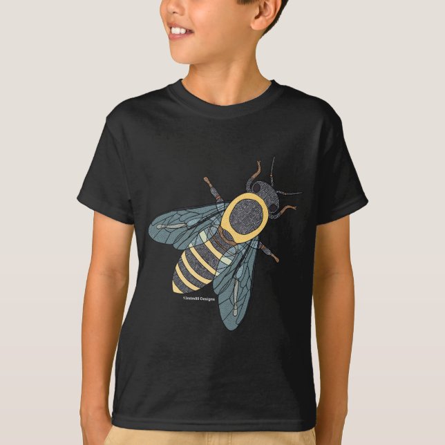Honungsbi (levande) - Pojktröja T Shirt (Framsida)