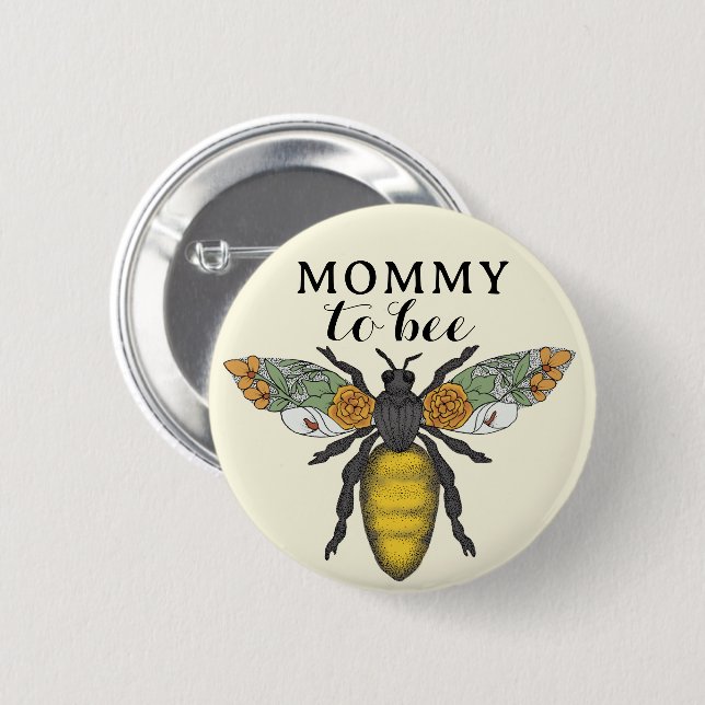 Honungsbi Mamma till Bee Baby Shower-knapp | Bumbl Knapp (Framsida & baksida)