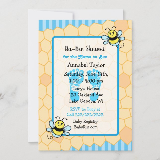 Honungsbi och Honeycomb Boy's Baby Shower Inbjudningar (Framsida)