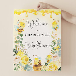 Honungsbi Sommartid, Blommigt Baby Shower Välkomst Poster
