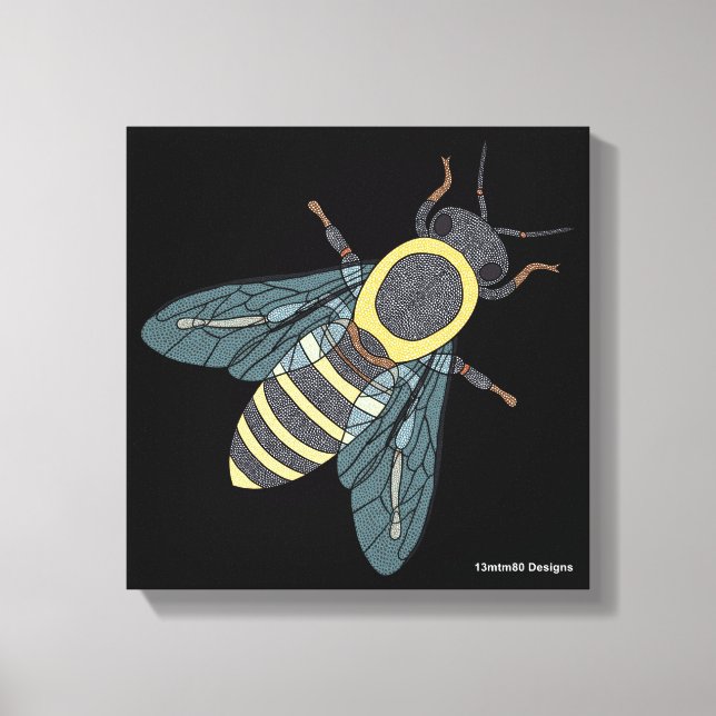 Honungsbi (svart) - Canvas (Framsida)