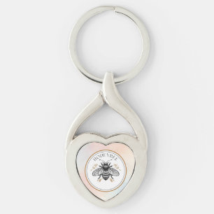 Honungsbi Twisted Heart Silverfärgad Nyckelring