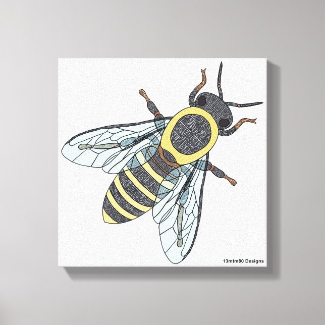 Honungsbi (vit) - Canvas (Framsida)