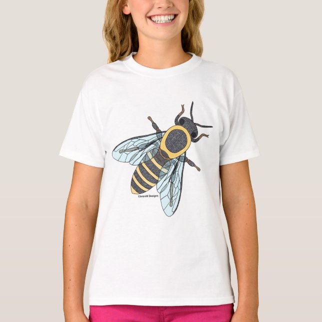 Honungsbi (vit) - Flickans Basic T-Shirt (Framsida)
