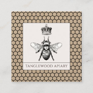 Honungsbibibiodlare Apiary Honeycomb Kraft Fyrkantigt Visitkort