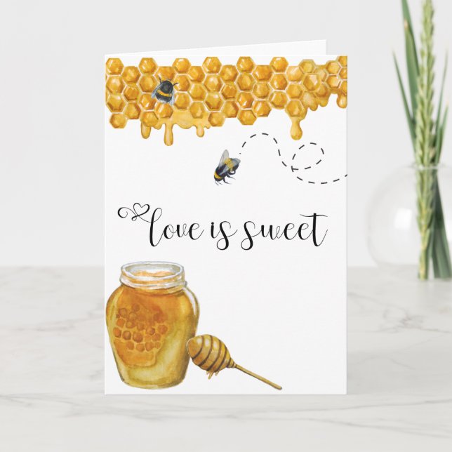 Honungsbiets årsdag Kärlek är Sweet Kort (Framsida)