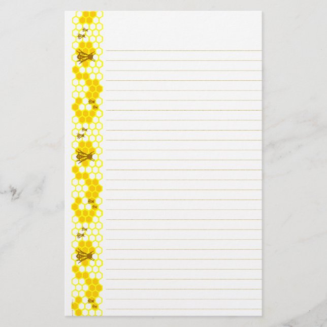 Honungsbiets Gult Honeycomb lindade stationeri Brevpapper (Framsida)