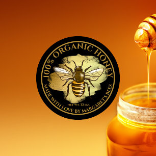 Honungsbikakeprodukt (Honeybee Honeycomb Bee Burk) Runt Klistermärke