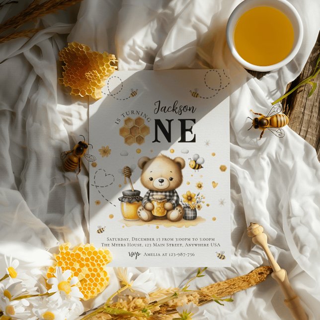 Honungsbin 1:a födelsedag Födelsedagsfest Inbjudningar (Skapare uppladdad)