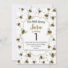 Honungsbin 1:a födelsedag Party Inbjudningar
