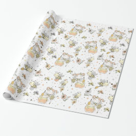 Honungsbin, Älvbin & Babybin i Sömlöst Mönster Presentpapper