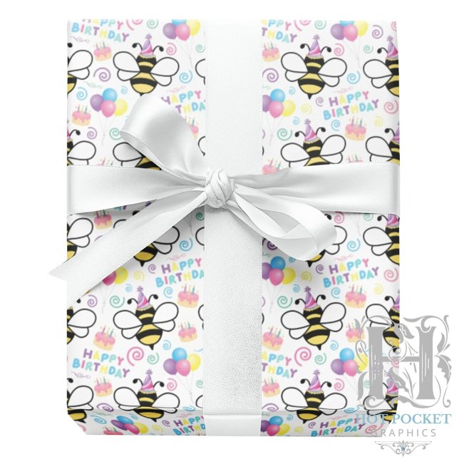 Honungsbin Birthday Wrapping Papper Presentpapper (Skapare uppladdad)