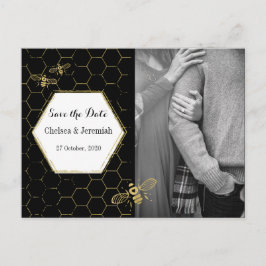 Honungsbin Black Guld Photo Save Date Postcard Vykort