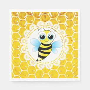 Honungsbin Bumblebee Theter Baby Shower Napkins Pappersservett