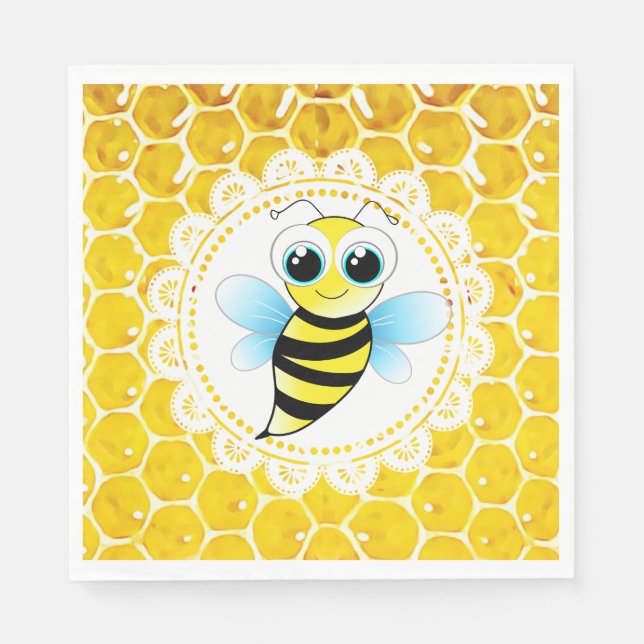 Honungsbin Bumblebee Theter Baby Shower Napkins Pappersservett (Framsidan)