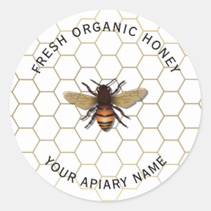 Honungsbin Burk-etiketter Honeybee Apiary Runt Klistermärke