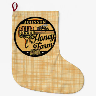 Honungsbin Farm Personlig NAMN Sweet Beehive Stor Julstrumpa